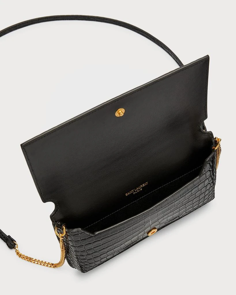 商品Yves Saint Laurent|YSL Croc-Embossed Phone Holder Shoulder Bag,价格¥5972,第4张图片详细描述