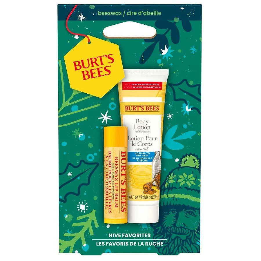 商品Burt's Bees|Hive Favorites Beeswax Holiday Gift Set, Beeswax Lip Balm and Body Lotion,价格¥42,第1张图片