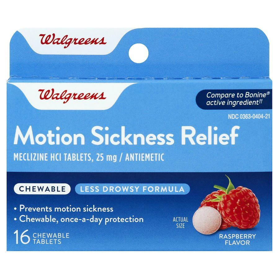 商品Walgreens|Motion Sickness Relief Chewable Tablets Raspberry,价格¥71,第1张图片