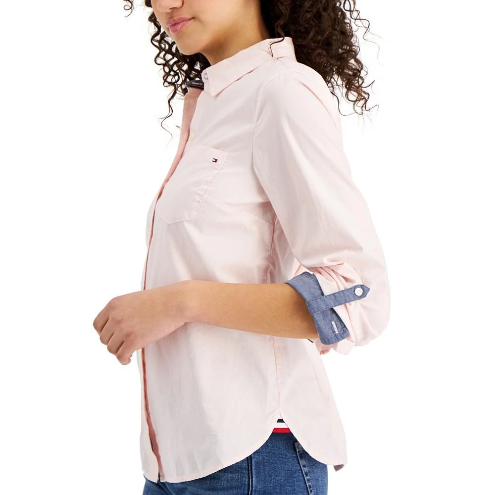 Tommy Hilfiger Women's Cotton Roll-Tab Button-Up Shirt 3
