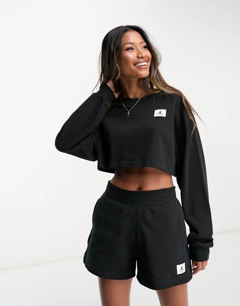 商品Jordan|Jordan Flight cropped long sleeve t-shirt in black,价格¥220,第1张图片