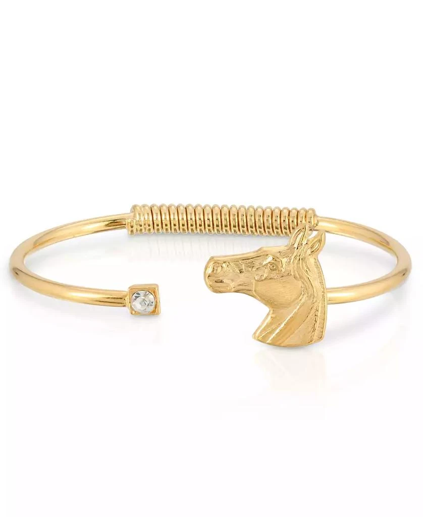 商品2028|14K Gold-Tone Dipped Clear Crystal and Horse Accent Hinge Bracelet,价格¥255,第1张图片