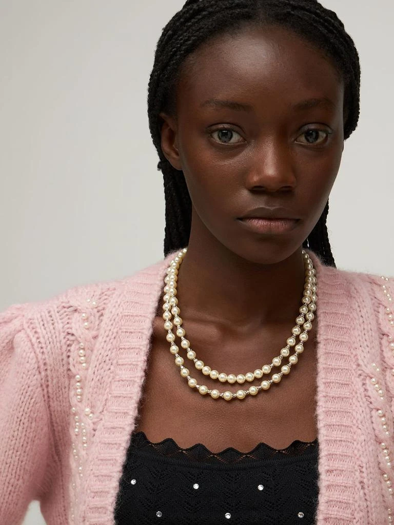 商品Alessandra Rich|Double Faux Pearl Necklace W/ Bow,价格¥3240,第1张图片详细描述