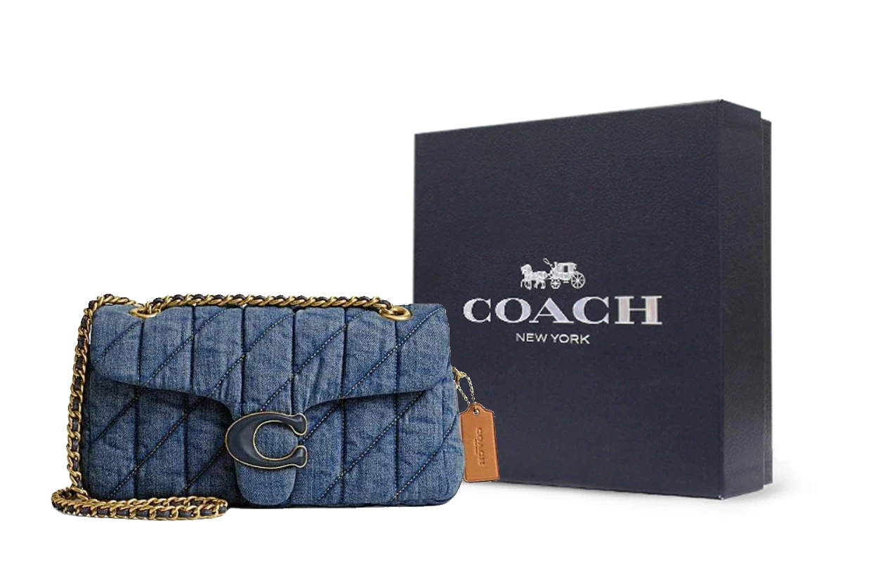 商品[国内直发] Coach|蔻驰 Tabby 26 时尚休闲绗缝Logo徽标 织物 斜挎单肩包 中号 女款 靛蓝色,价格¥3343,第9张图片详细描述