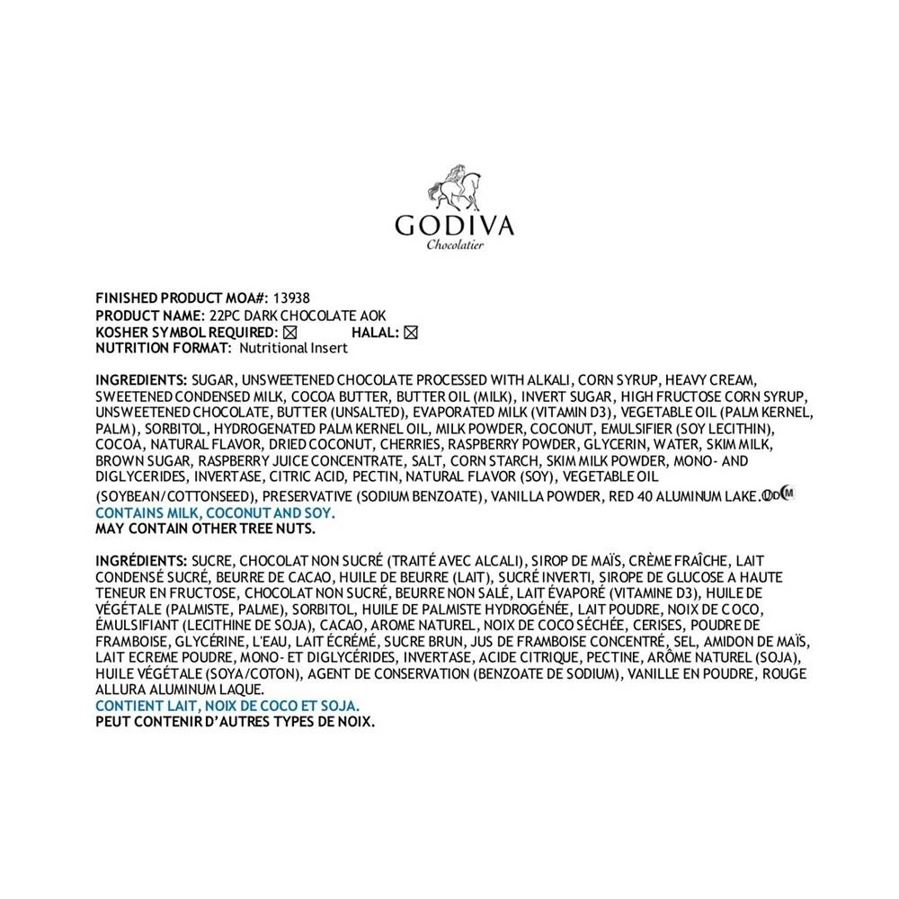 商品Godiva| 22颗大块黑巧组合装礼盒,价格¥323,第5张图片详细描述