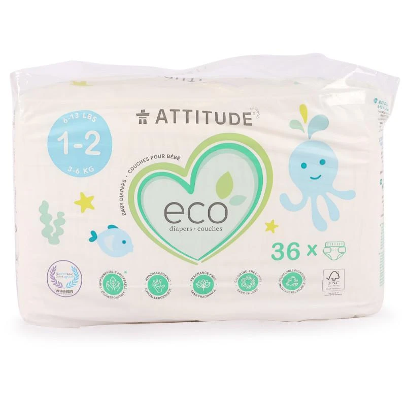 商品Attitude|Baby diapers for 3 6 kg pack of 36,价格¥281,第1张图片