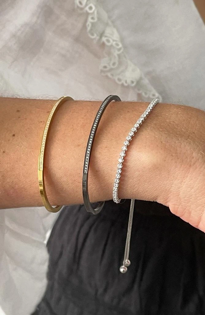 商品ADORNIA|White Rhodium Plated Swarovski Crystal Accented Lariat Bracelet,价格¥199,第4张图片详细描述
