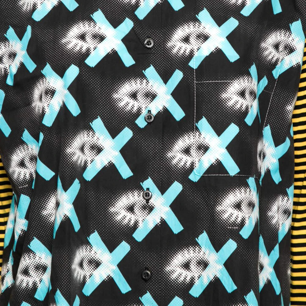 商品[二手商品] Prada|Prada Multicolor Cotton Printed Pocket Detail Button Front Shirt M ,价格¥908,第4张图片详细描述