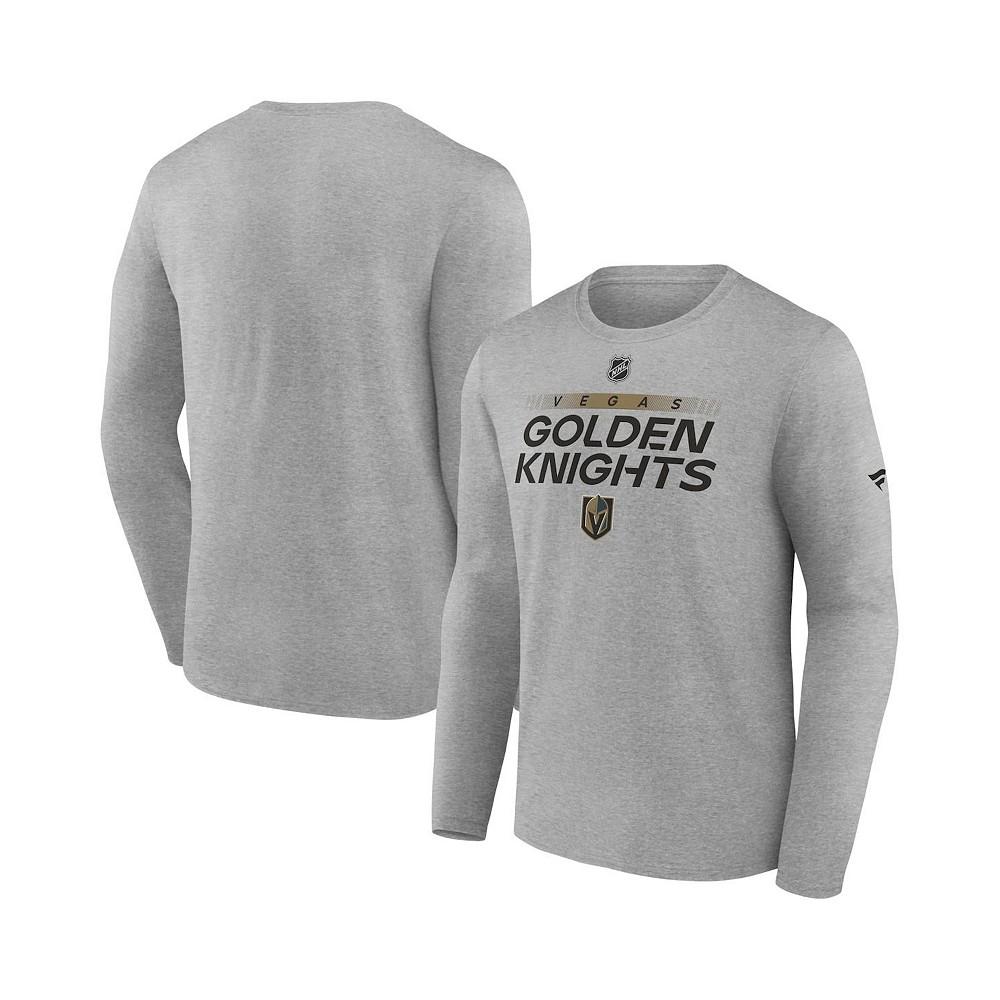 Men's Branded Heather Gray Vegas Golden Knights Authentic Pro Core Collection Prime Wordmark Long Sleeve T-Shirt商品第1张图片规格展示