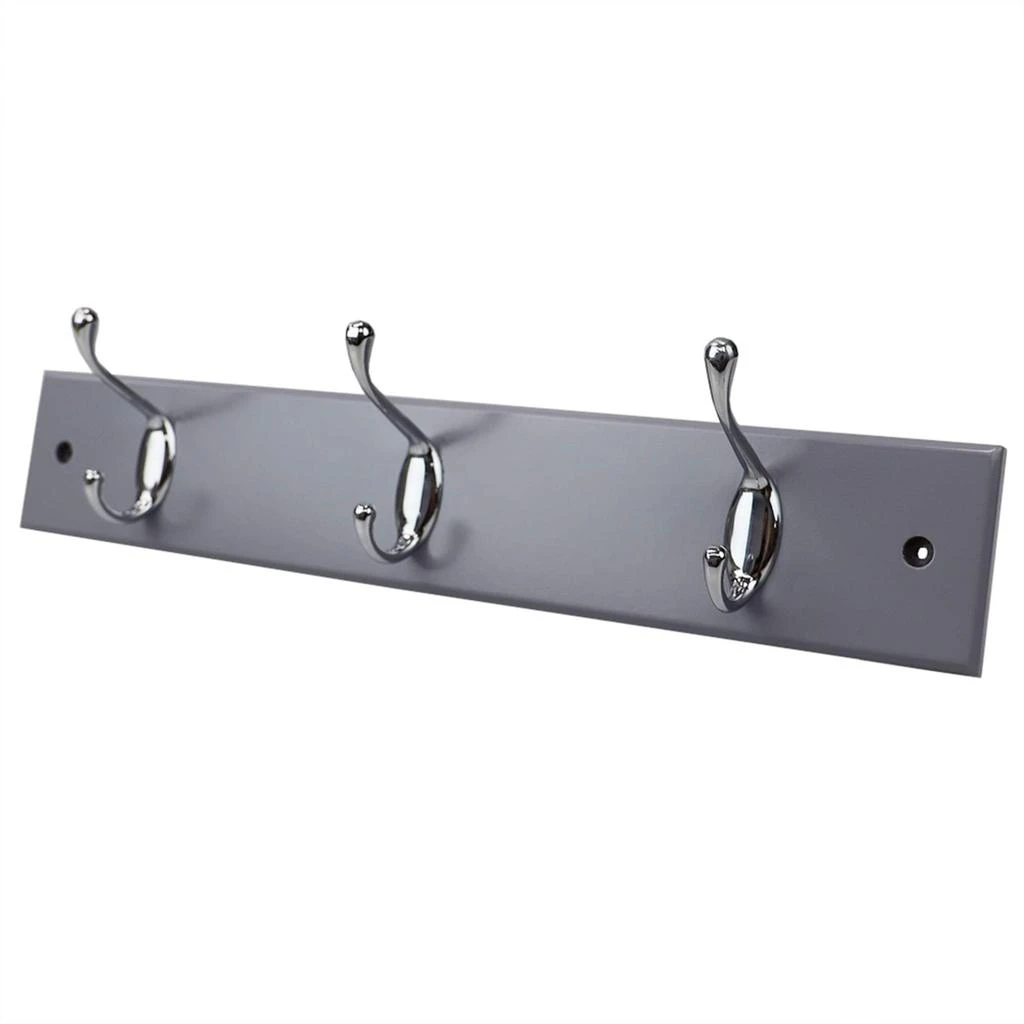 商品Home Basics|Home Basics 3 Double Hook Wall Mounted Hanging Rack, Grey,价格¥143,第4张图片详细描述