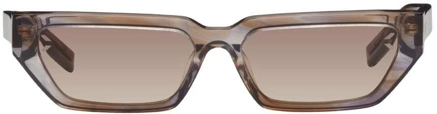 商品Alexander McQueen|Brown Rectangular Sunglasses,价格¥673,第1张图片