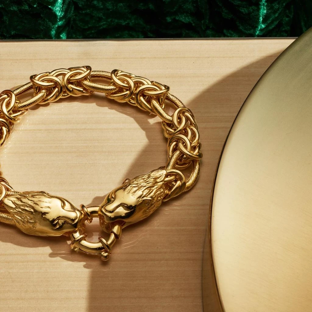 商品Ross-Simons|Ross-Simons Italian 24kt Gold Over Sterling Double Lion Head Link Bracelet,价格¥1178,第3张图片详细描述