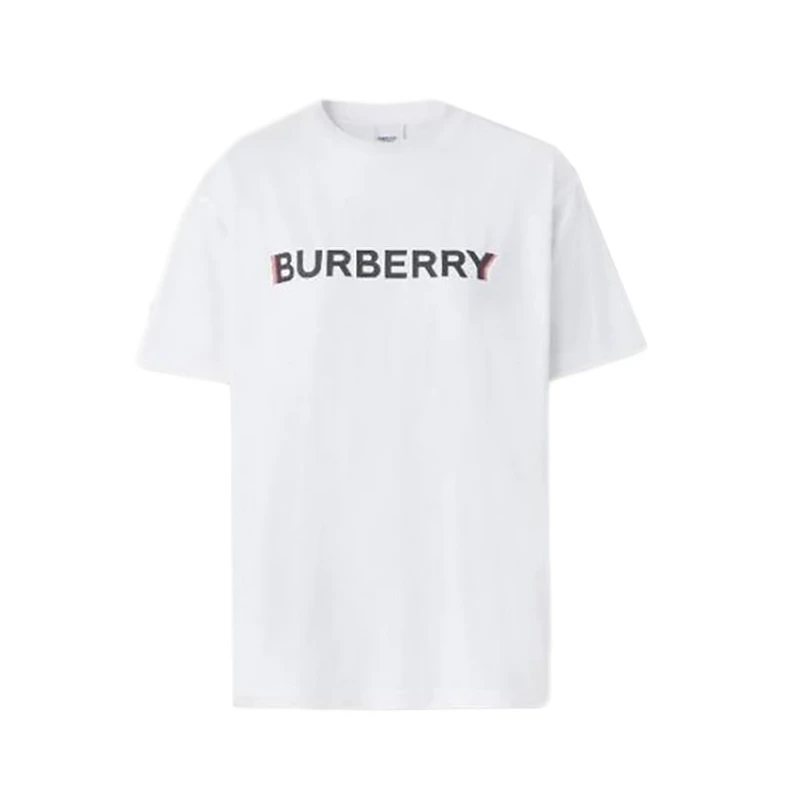 商品Burberry|BURBERRY/博柏利 男士白色棉质徽标印花重叠休闲T恤80781201,价格¥1374,第1张图片