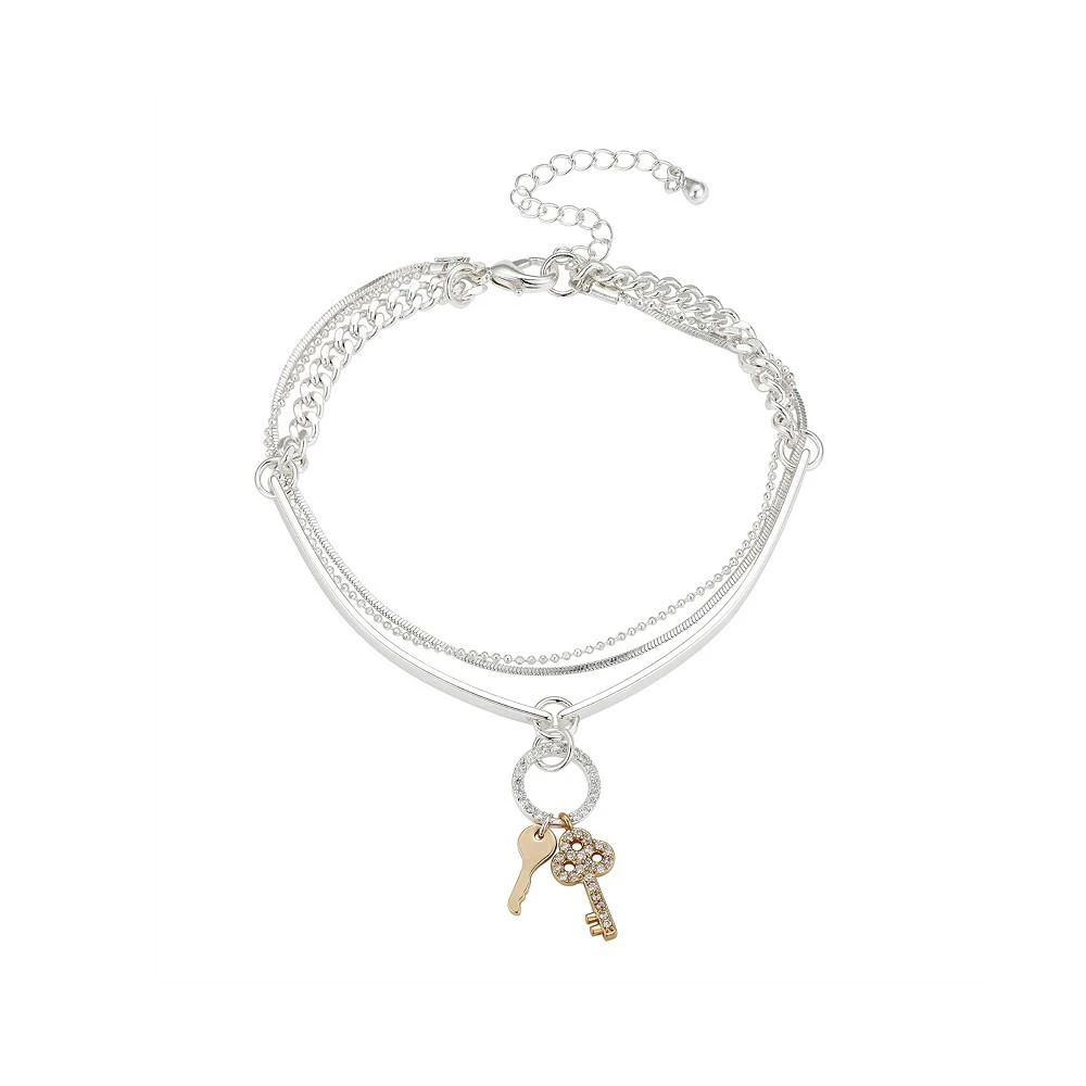 商品Unwritten|Two-Tone Crystal Key Triple Strand Bracelet,价格¥128,第1张图片