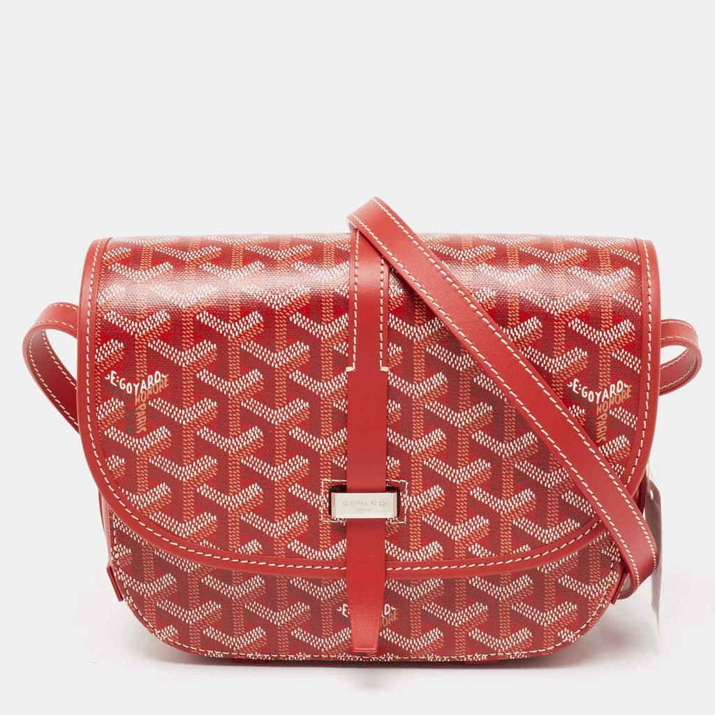 商品Goyard|Goyard Red Goyardine Coated Canvas and Leather Belvedere II PM Bag,价格¥28365,第1张图片