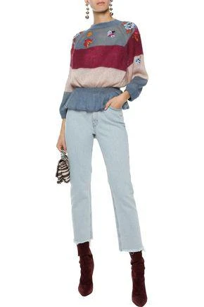 商品RED Valentino|Embroidered striped open-knit peplum sweater,价格¥2667,第2张图片详细描述