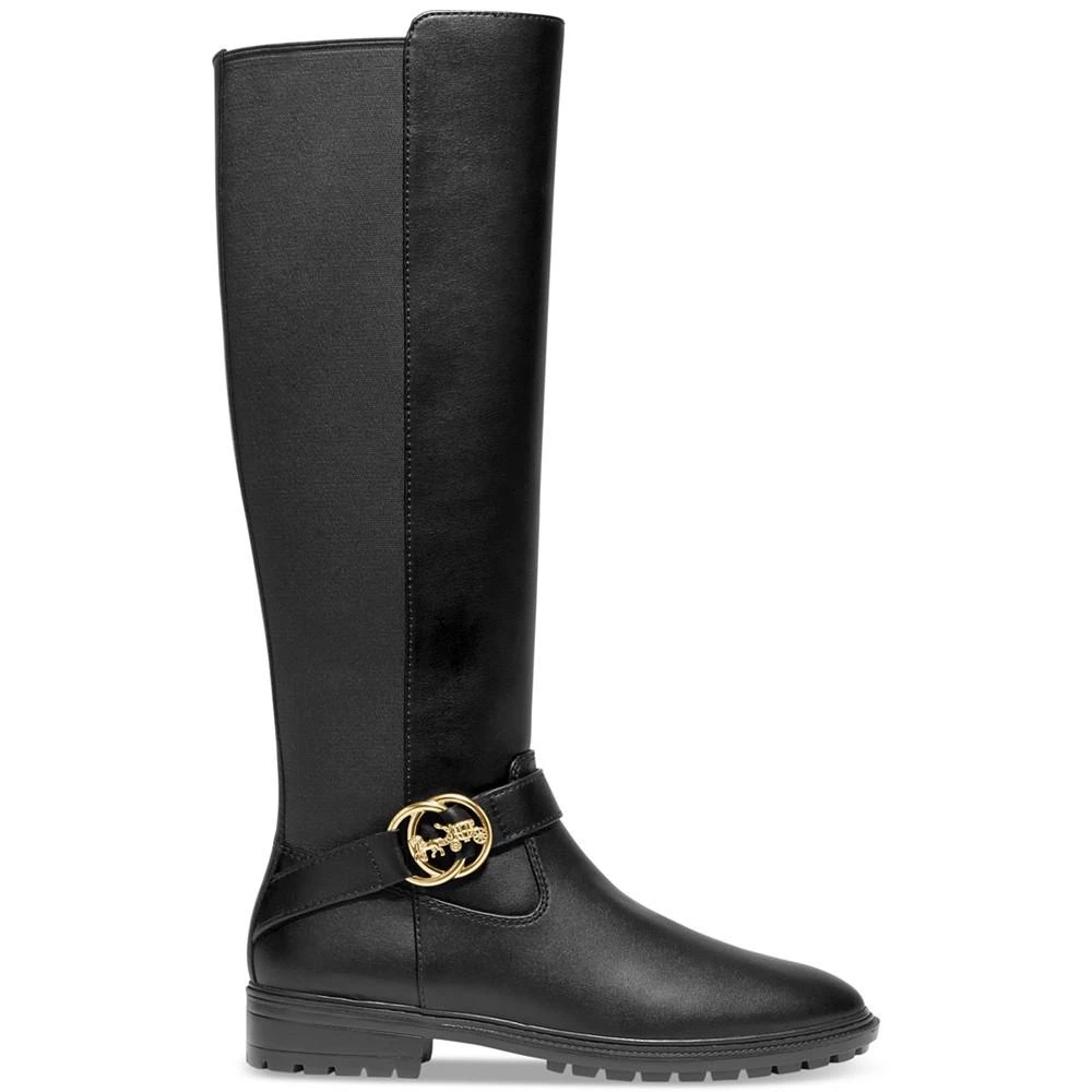 商品Coach|Women's Farrah Wide-Calf Logo Buckle Riding Boots,价格¥939,第2张图片详细描述