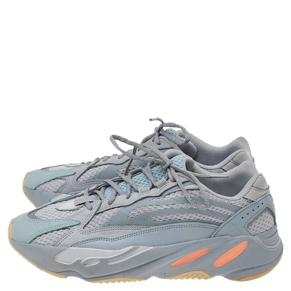 商品[二手商品] YEEZY|Yeezy x Adidas Grey/Blue Mesh and Leather Boost 700 V2 Inertia Sneakers Size 46 2/3,价格¥1392,第4张图片详细描述
