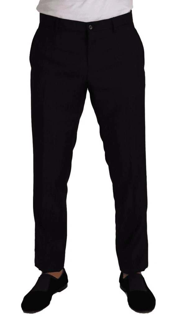 商品Dolce & Gabbana|Dolce & Gabbana Black Wool DG LOGO Trouser Dress Pants,价格¥2830,第1张图片