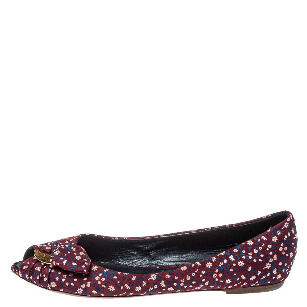 商品[二手商品] Louis Vuitton|Louis Vuitton Multicolor Print Fabric Catania Floral Peep Toe Flats Size39.5,价格¥1238,第2张图片详细描述