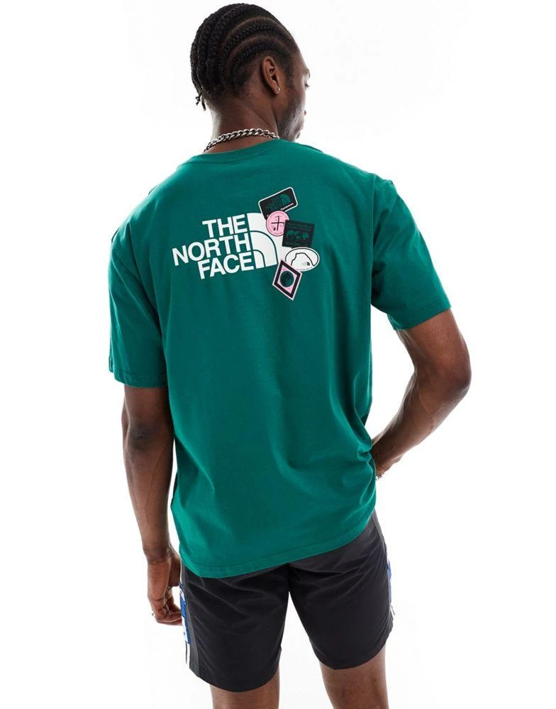 商品The North Face|The North Face Expedition Stickers backprint oversized t-shirt in dark green exclusive to ASOS,价格¥231,第4张图片详细描述