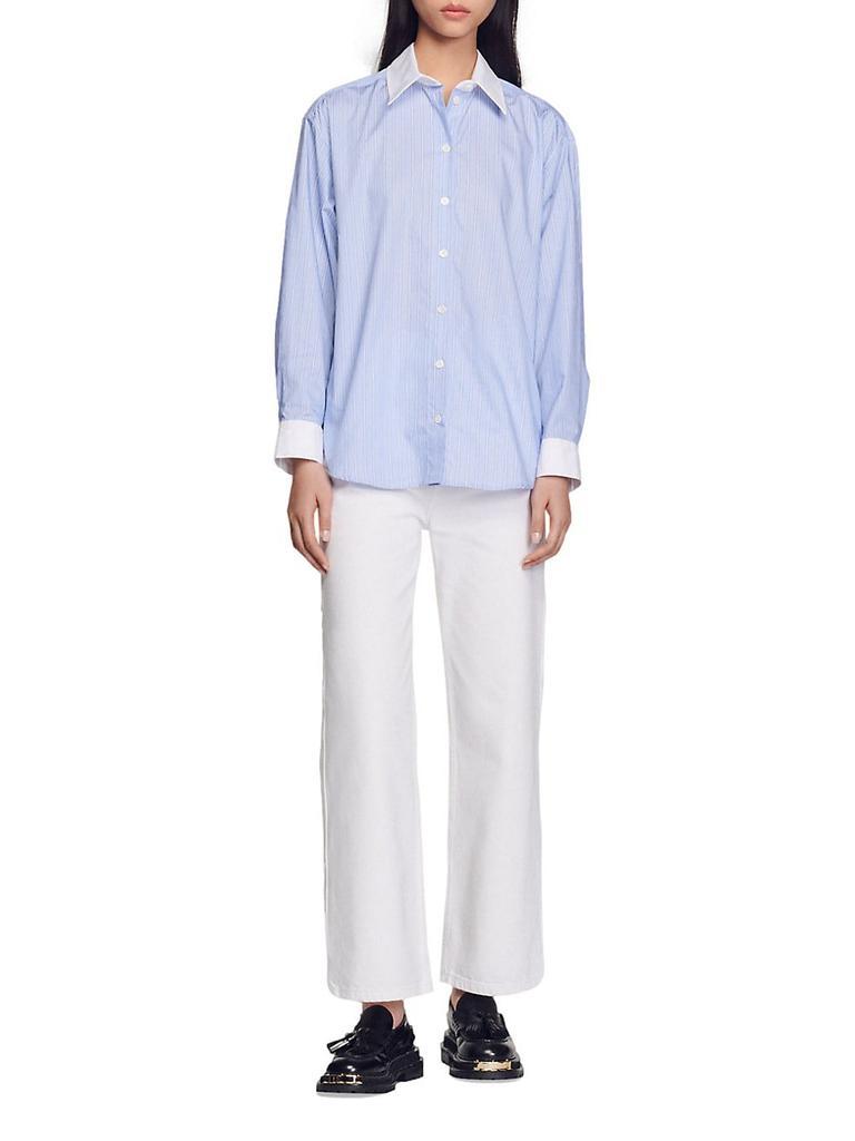 商品Sandro|Roxette Stripe Button Down Shirt,价格¥1191,第4张图片详细描述