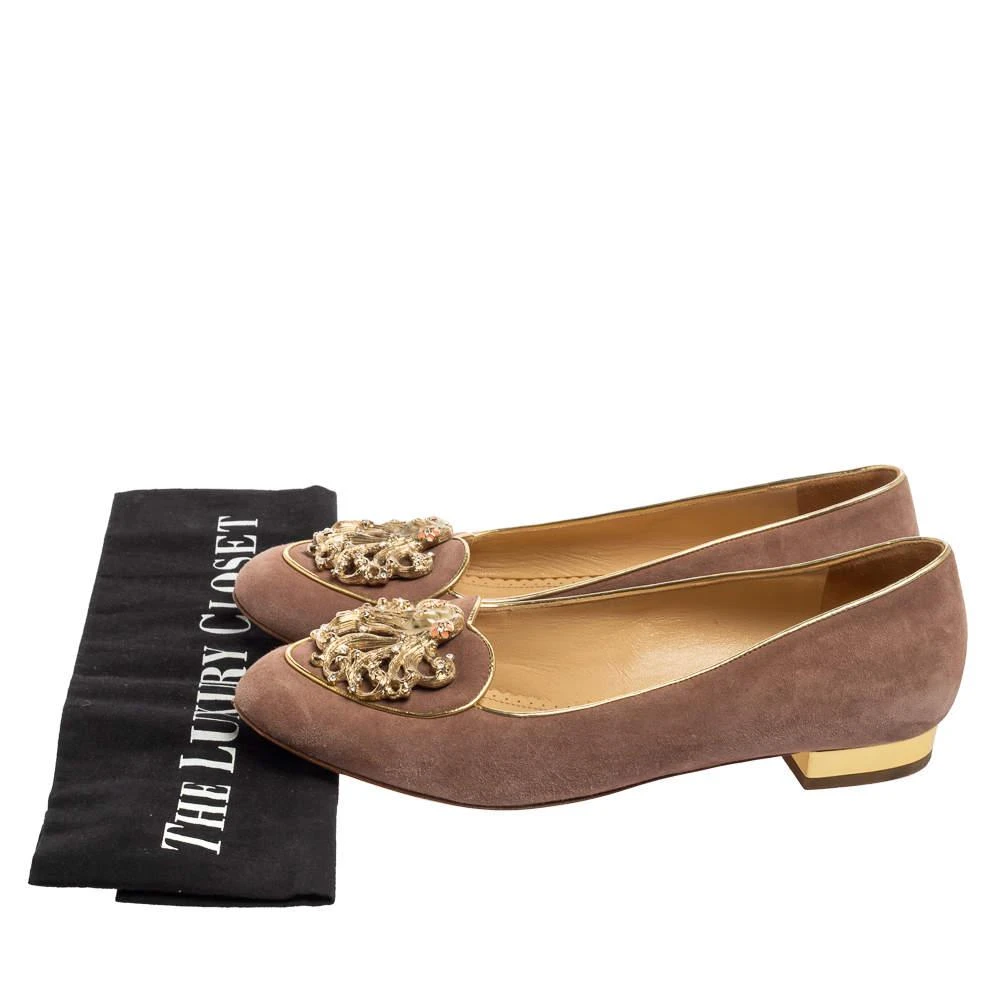 Charlotte Olympia Dusty Pink Suede Zodiac Virgo Ballet Flats Size 38 商品
