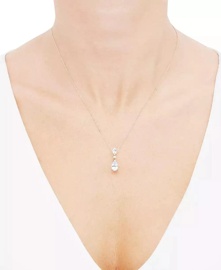 商品Macy's|Aquamarine Pear (1-1/2 ct. t.w.) & Diamond Accent Pendant Necklace in 14k Yellow Gold, 18",价格¥2356,第2张图片详细描述