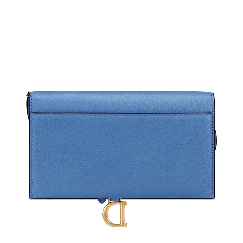 商品Dior|【预售3-7天】DIOR/迪奥 21秋冬SADDLE系列 女士矢车菊蓝色山羊皮鞍形翻盖链条单肩斜挎钱包S5614CCEH_M03Z,价格¥11172,第5张图片详细描述