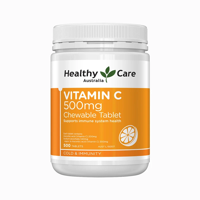 商品Healthy Care|Healthy Care 维C咀嚼片500mg500片家庭装 美白提高免疫 澳洲进口,价格¥186,第1张图片