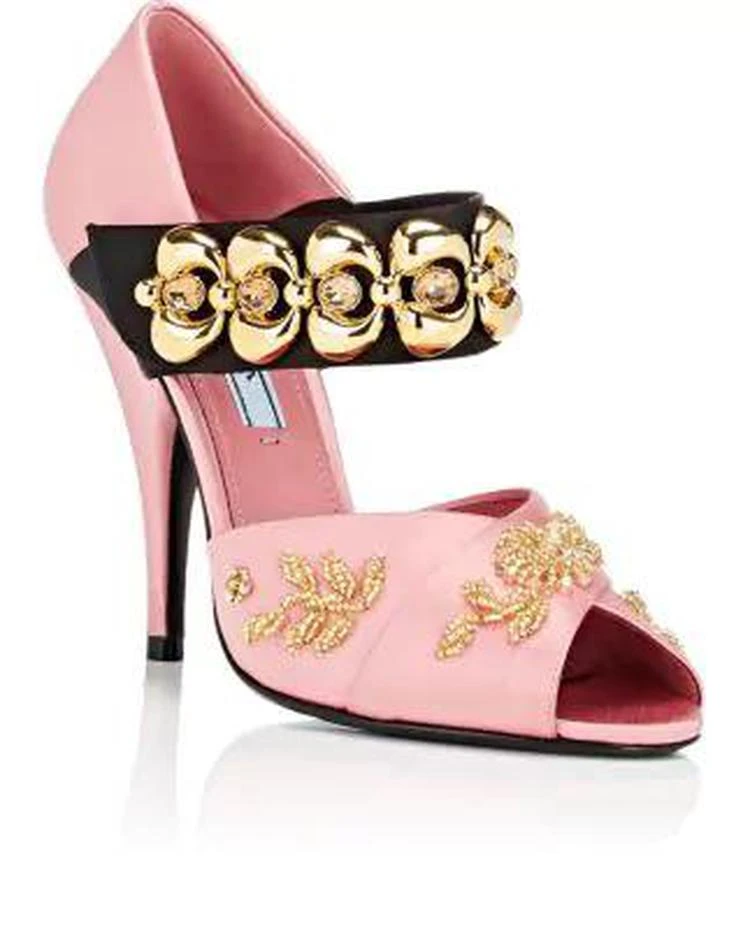 商品Prada|Embellished Satin Mary Jane Pumps,价格¥6164,第2张图片详细描述