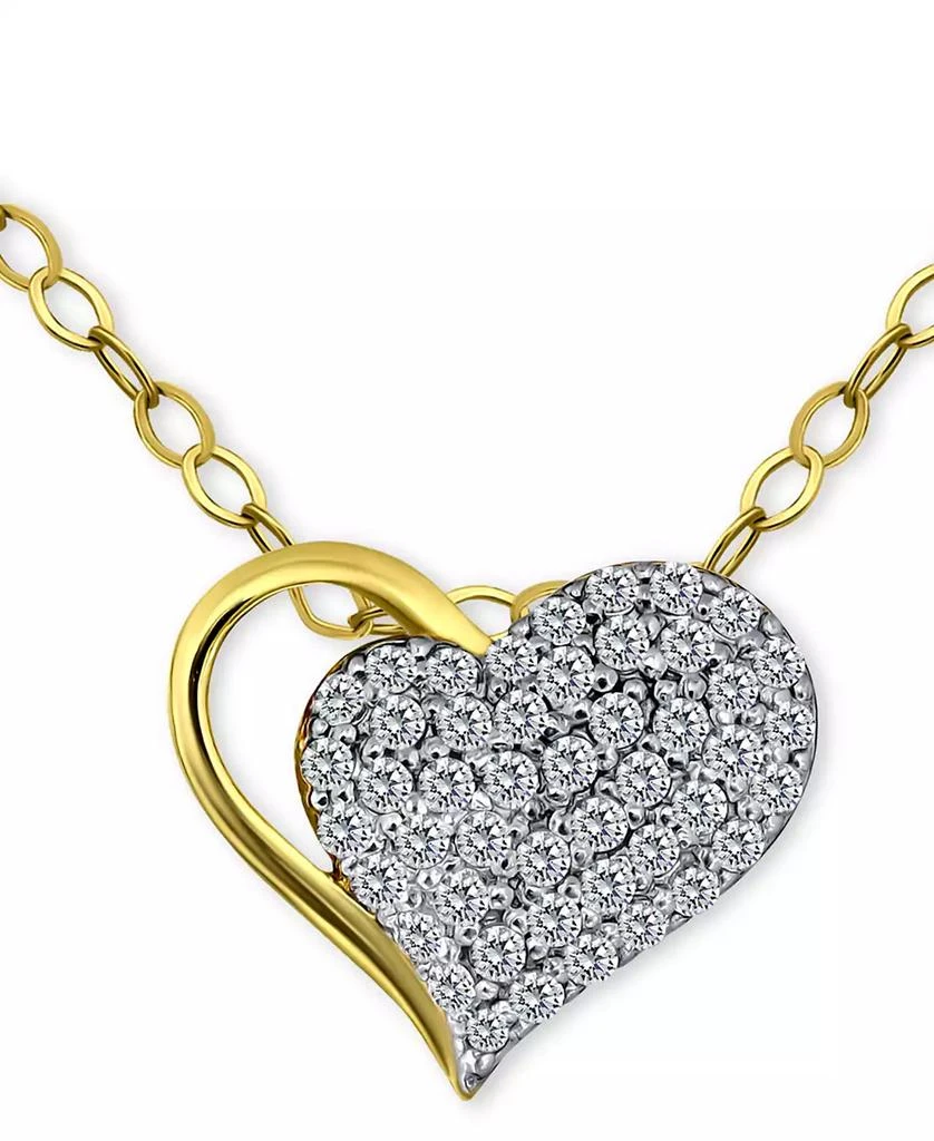 商品Giani Bernini|Cubic Zirconia Pavé Heart Pendant Necklace in Sterling Silver & 18k Gold-Plated, 16" + 2" extender, Created for Macy's,价格¥234,第1张图片