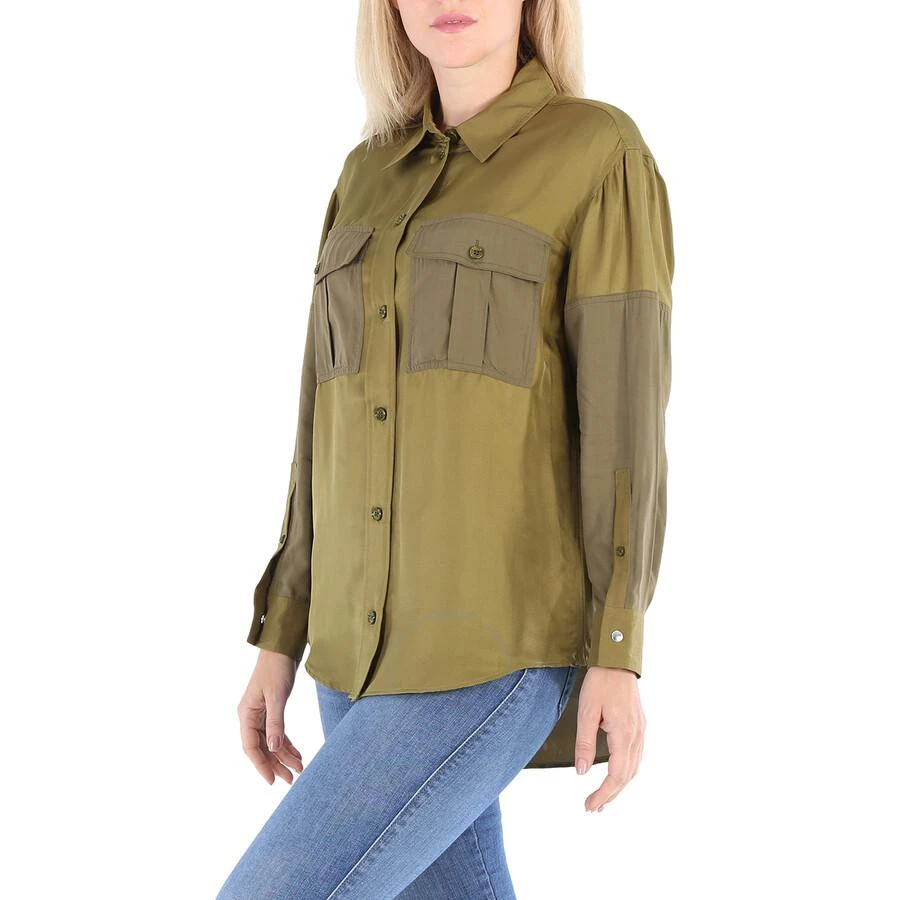 商品Burberry|Ladies Dark Seaweed Green Ferne Panelled Oversized Shirt,价格¥2606,第3张图片详细描述