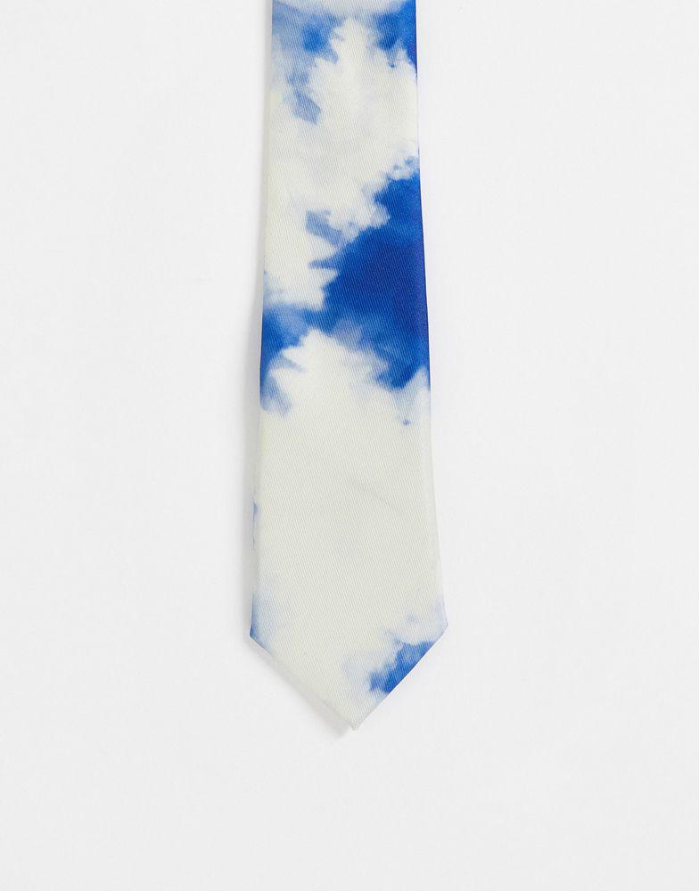 ASOS DESIGN slim tie with cloud design in blue - LBLUE商品第1张图片规格展示