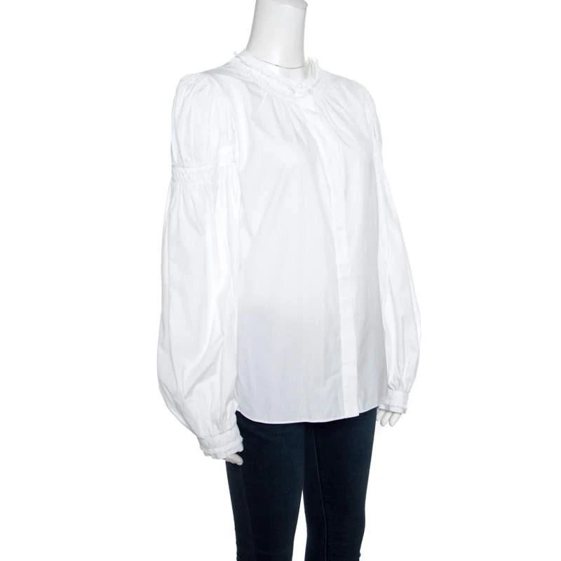 商品[二手商品] Alexander McQueen|Alexander McQueen White Ruffled Gathered Trim Detail Long Sleeve Blouse M,价格¥2014,第2张图片详细描述