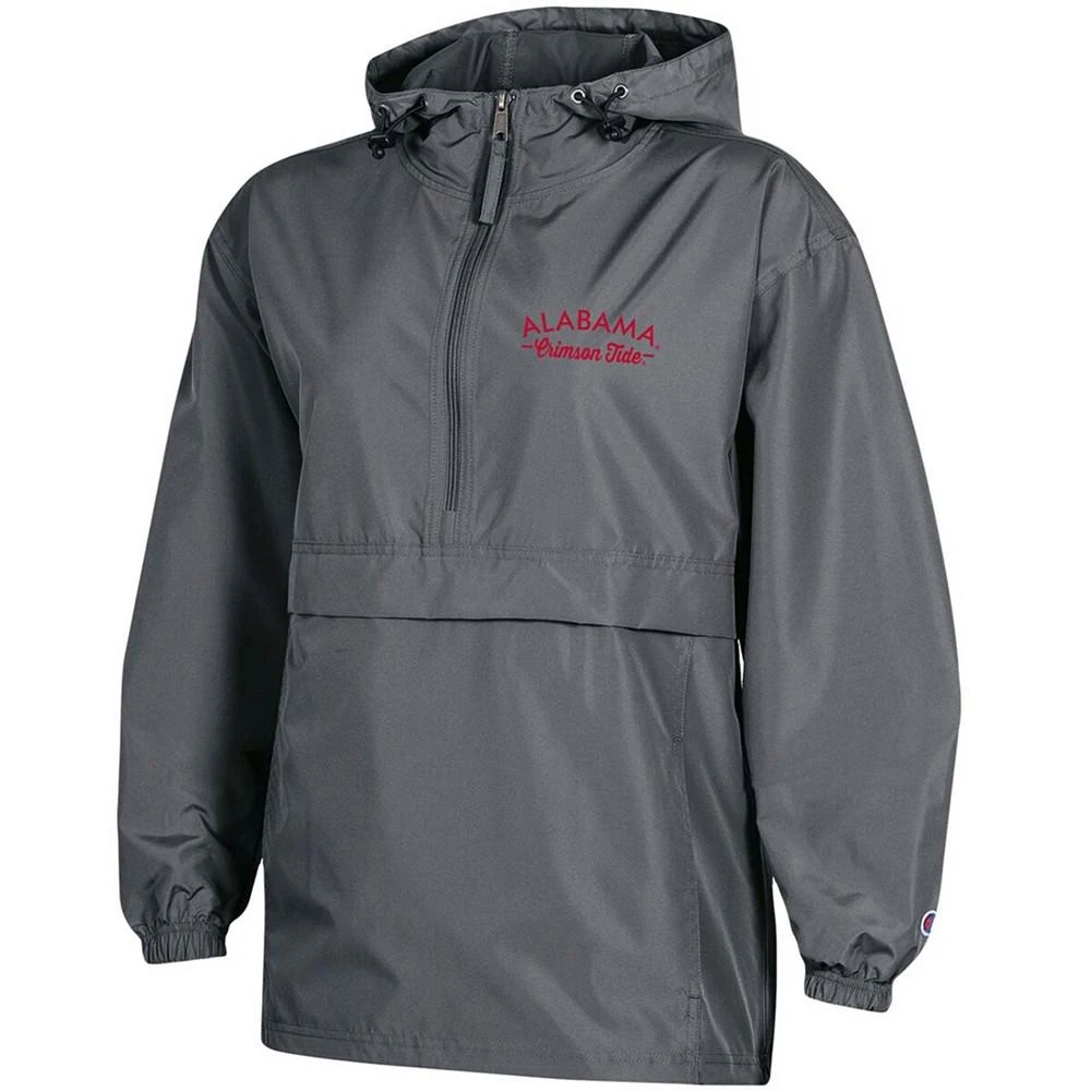 商品CHAMPION|Women's Charcoal Alabama Crimson Tide Packable Half-Zip Light Rain Jacket,价格¥420,第2张图片详细描述