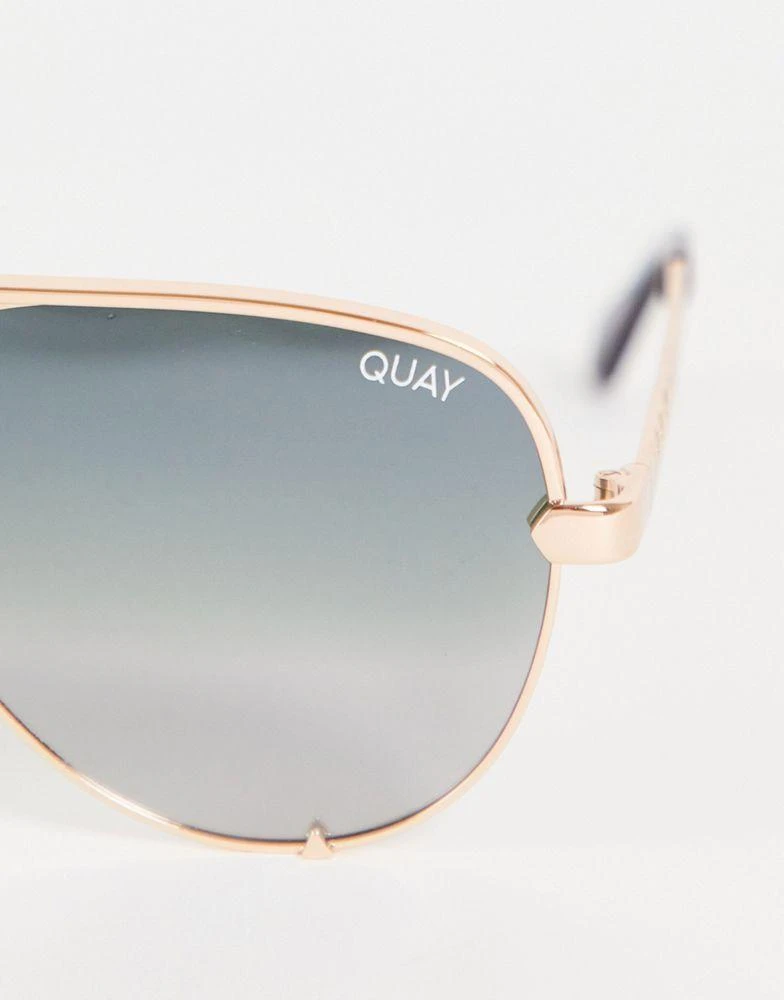 商品Quay|Quay High Key Links aviator sunglasses with polarised lens in rose green fade,价格¥584,第3张图片详细描述