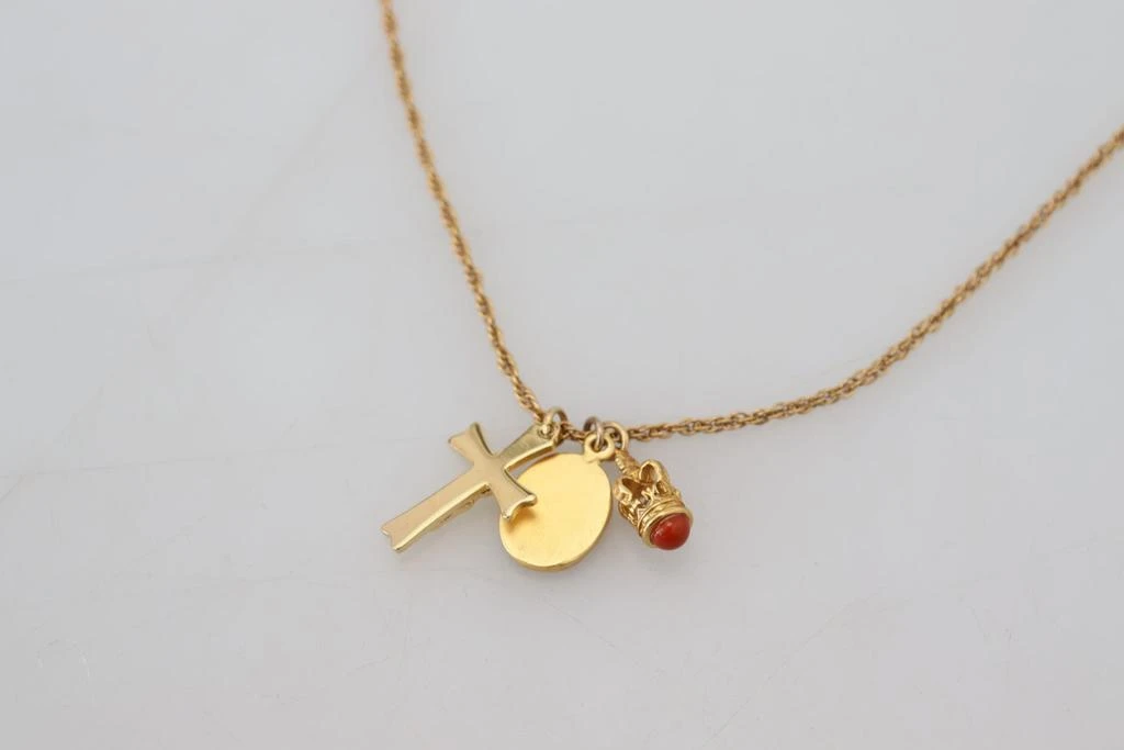 Dolce & Gabbana Gold Brass Chain Religious Cross Pendant Charm Necklace 商品