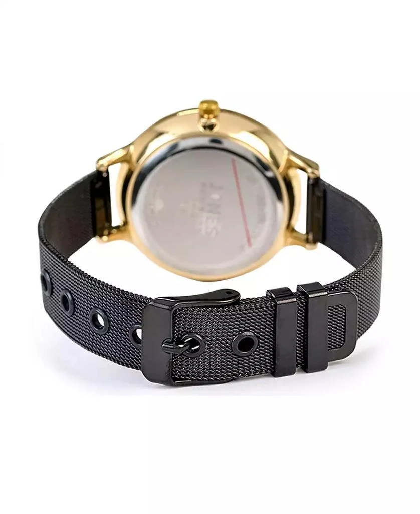 商品American Exchange|Women's Genuine Diamond Gold-Tone Accents Black Metal Strap Analog Watch 33.5mm,价格¥312,第2张图片详细描述
