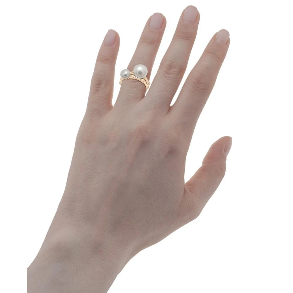 商品Macy's|Cultured Freshwater Pearl (7 & 10mm) Double Row Statement Ring in 14k Gold-Plated Sterling Silver,价格¥1489,第2张图片详细描述