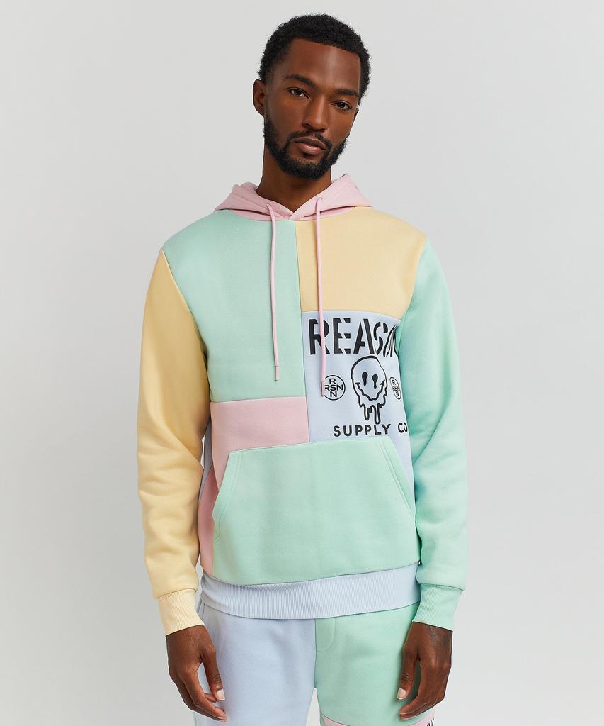 商品Reason Clothing|Drip Color Block Pastel Fleece Hoodie,价格¥74,第1张图片