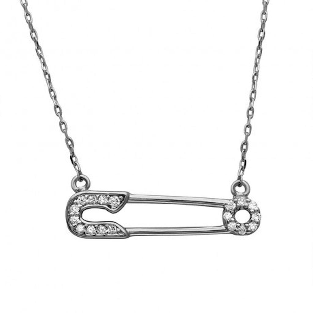 Adornia Safety Pin Necklace 14k Yellow Gold Vermeil Crystal商品第1张图片规格展示
