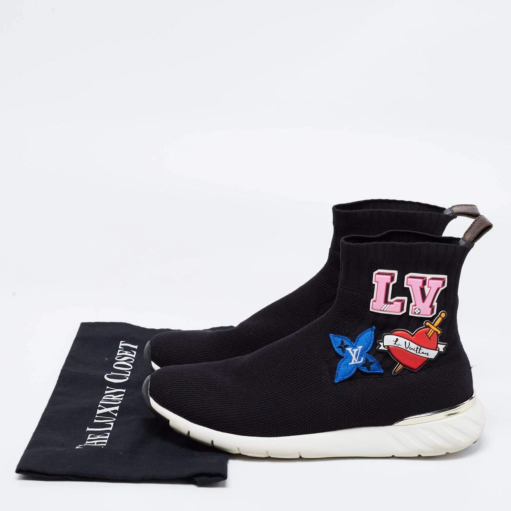 Louis Vuitton Black Knitted Fabric Black Heart High Top Sneakers Size 41 商品