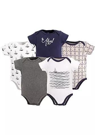 商品Hudson|Hudson Baby Infant Boy Cotton Bodysuits 5pk, Sailboat,价格¥142,第1张图片