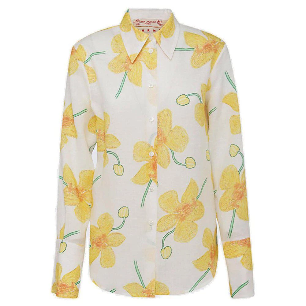 商品Marni|Marni Floral Printed Curved Hem Shirt,价格¥2635,第1张图片