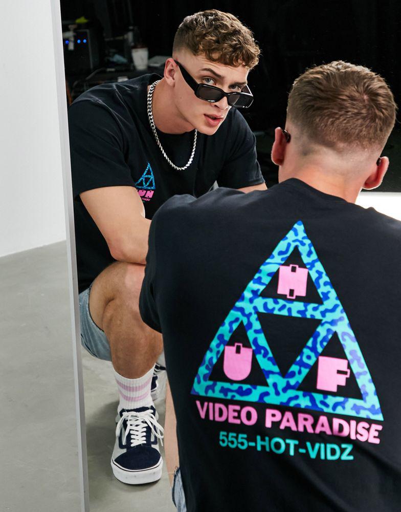HUF video paradise back print t-shirt in black商品第1张图片规格展示