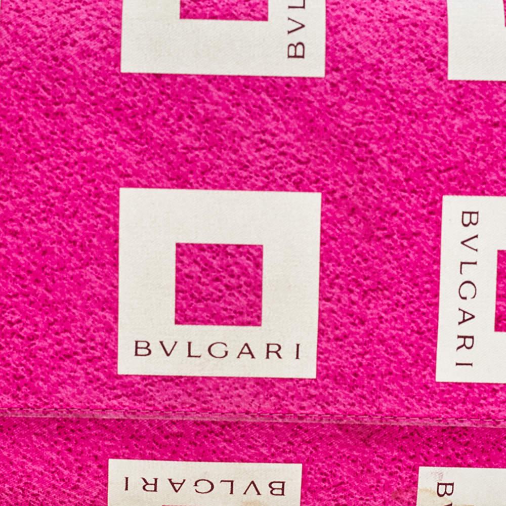Bvlgari Pink/White Logo Print Fabric Clutch商品第5张图片规格展示
