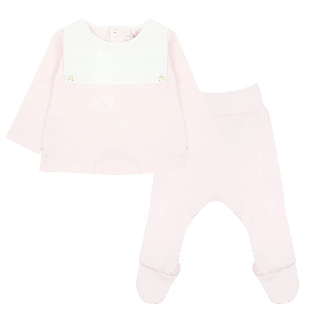 商品Laranjinha|Pink & White Poplin Bib 2 Piece Set,价格¥170,第1张图片