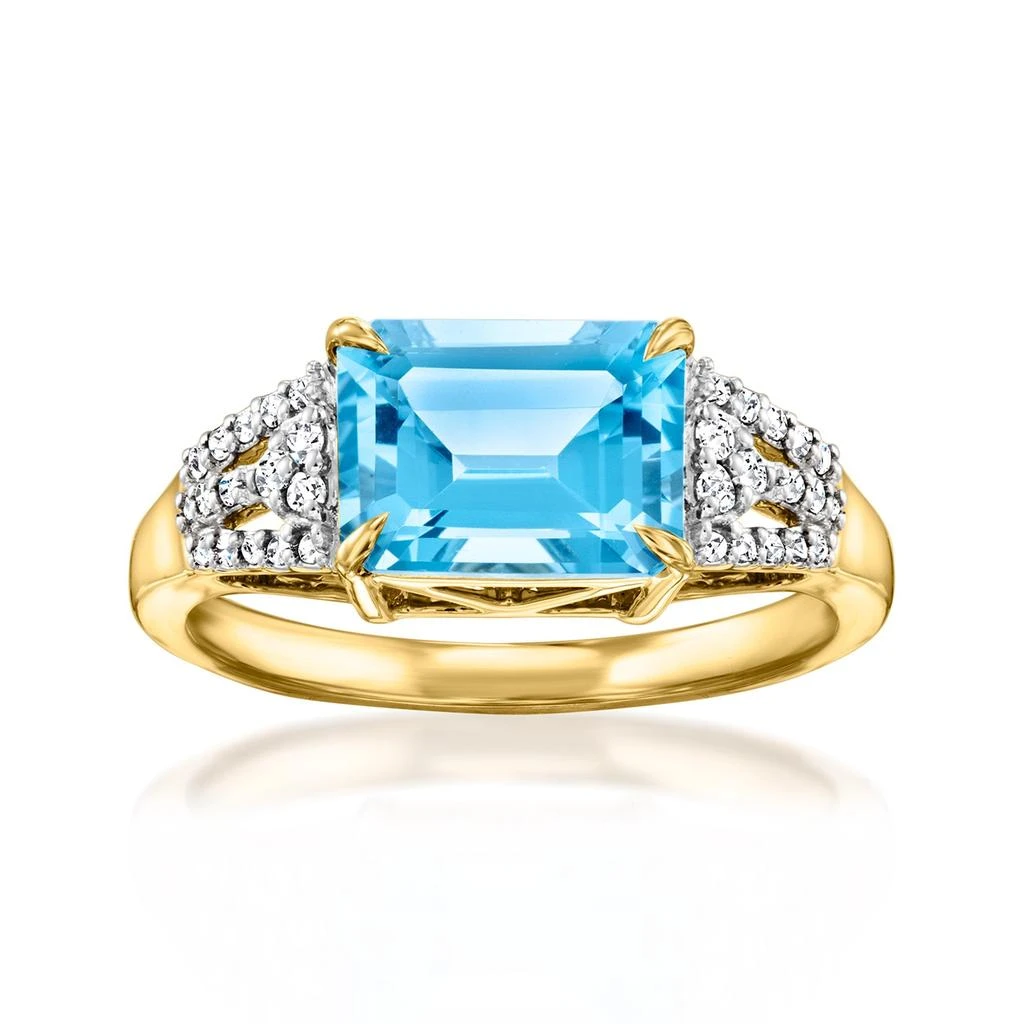 商品Ross-Simons|Ross-Simons Swiss Blue Topaz and . Diamond Ring in 18kt Yellow Gold,价格¥13465,第1张图片