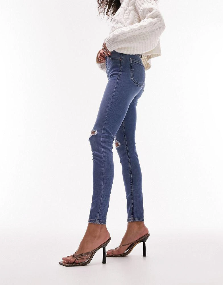商品Topshop|Topshop Jamie jeans with rips in mid blue,价格¥354,第4张图片详细描述